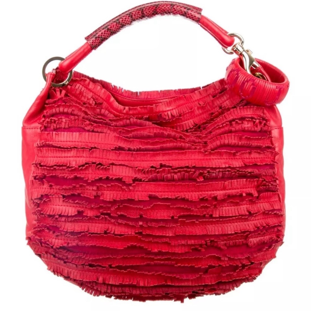 JIMMY CHOO RED LEATHER HOBO BAG MEDIUM SIZE PRE-OWNED